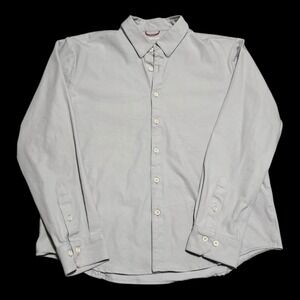 Western Rise Cotton Blend Light Gray Casual‎ Button Up Shirt Men's Large